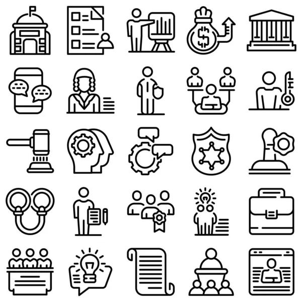 Conjunto de iconos de autoridad, estilo de esquema — Vector de stock
