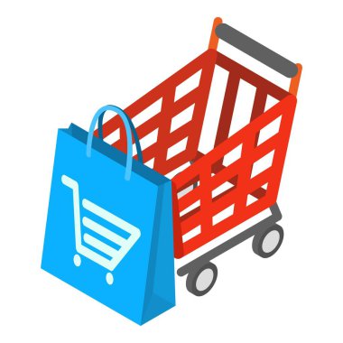 Offline shopping icon, isometric style