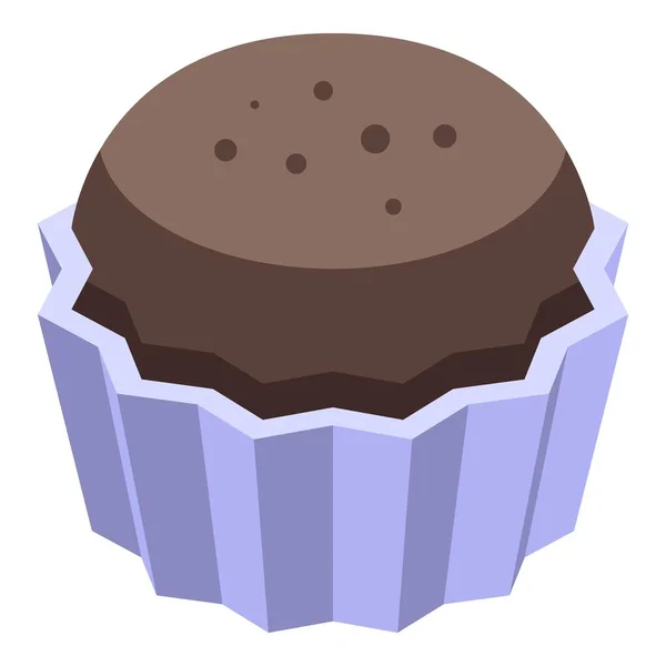 Schokoladenpaste Cupcake-Symbol, isometrischer Stil — Stockvektor