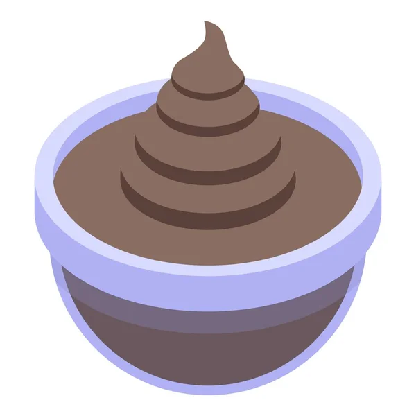 Chocolate paste bowl icon, isometric style — Stock Vector