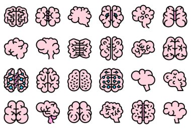 İnsan beyin simgeleri vektörü düzleştirdi