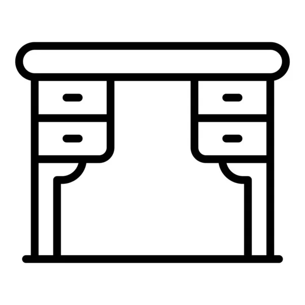 办公室木桌图标,轮廓风格 — 图库矢量图片