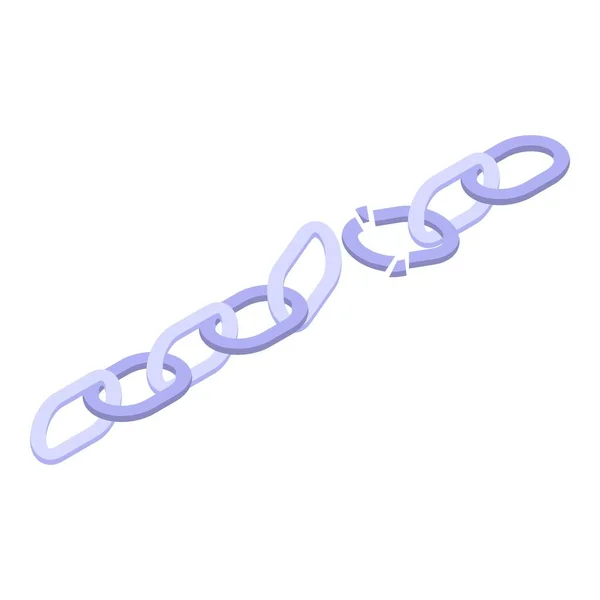 Broken metal chain icon, isometric style — Stock Vector