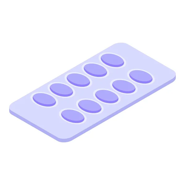 Tabletta buborékcsomagolás ikon, izometrikus stílus — Stock Vector