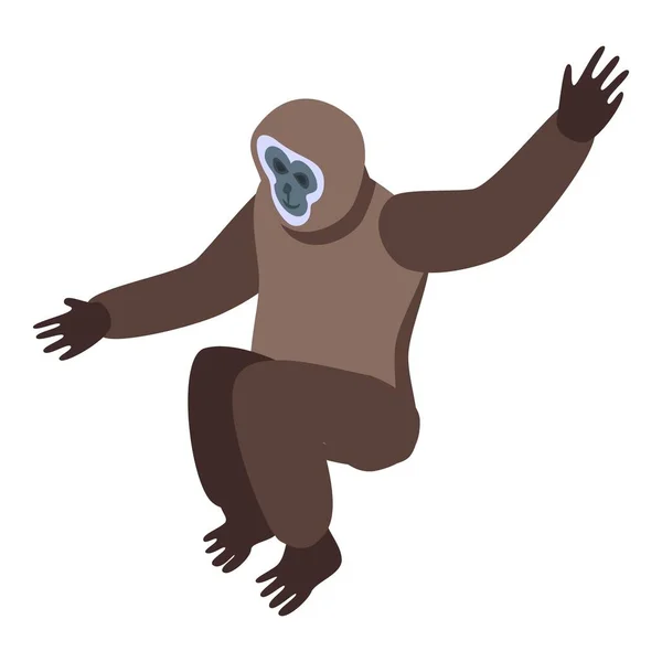 Hängende Gibbon-Ikone, isometrischer Stil — Stockvektor