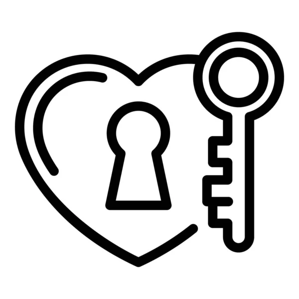 Corazón clave icono de credibilidad, estilo de esquema — Vector de stock
