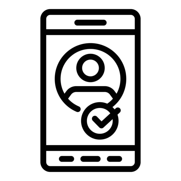 Smartphone-Kontosymbol, Umrissstil — Stockvektor