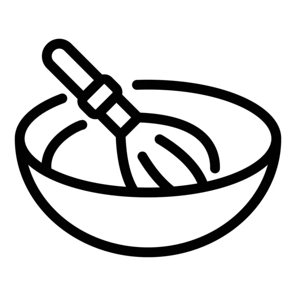 Whisk with bowl icon, outline style — Stock Vector