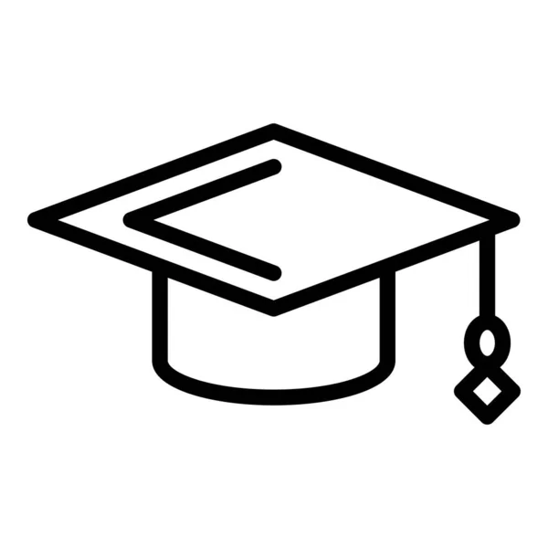 Graduate hat icon, outline style — Stock Vector