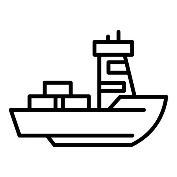Boat with cargo icon, outline style — Stock Vector