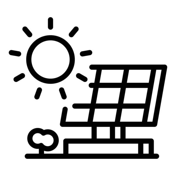 太陽電池パネルのエネルギーアイコン、アウトラインスタイル — ストックベクタ