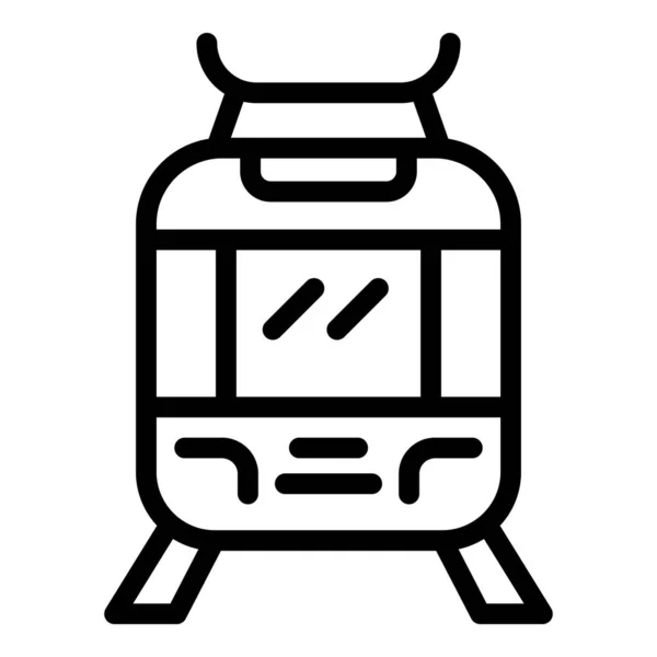 City tram icon, outline style — Stock Vector