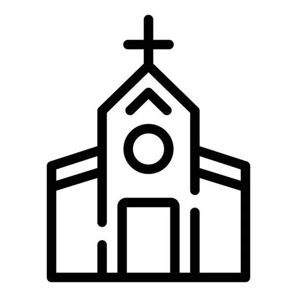 Icono de la iglesia de la ciudad, estilo de esquema — Vector de stock