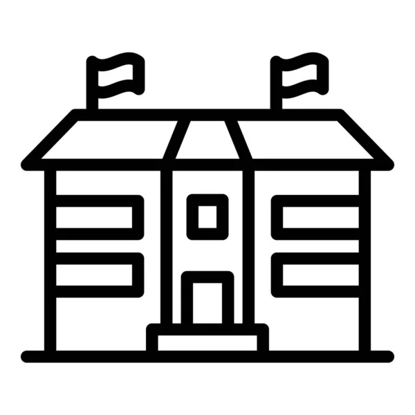 Icône du bâtiment scolaire, style contour — Image vectorielle