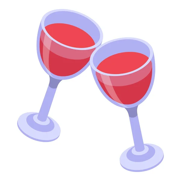 Glasses wine icon, isometric style — Stock Vector