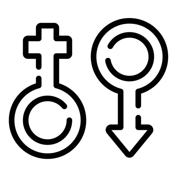 Signos de género humano icono, estilo de esquema — Vector de stock