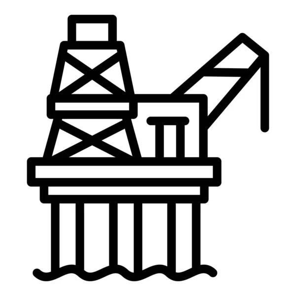 Icono de plataforma de perforación de mar de la industria, estilo de esquema — Vector de stock