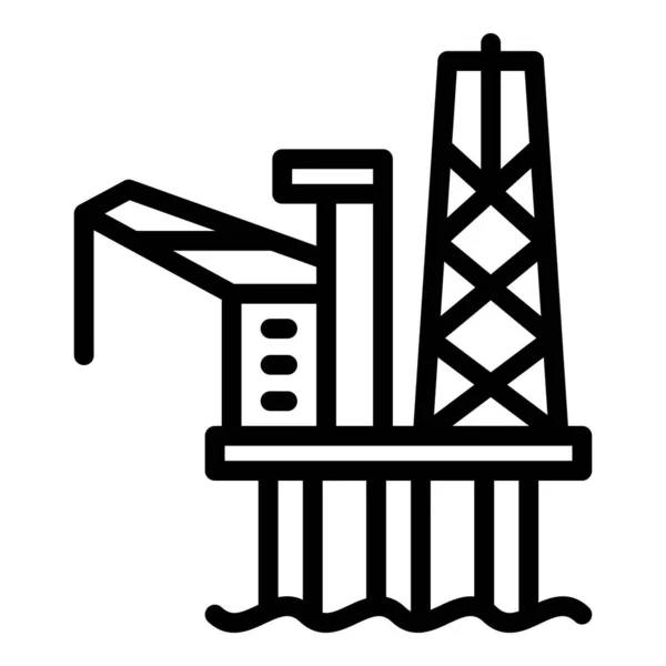 Icône électrique de plate-forme de forage de mer, style contour — Image vectorielle