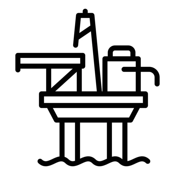 Icona della piattaforma di perforazione del mare idroelettrico, stile contorno — Vettoriale Stock