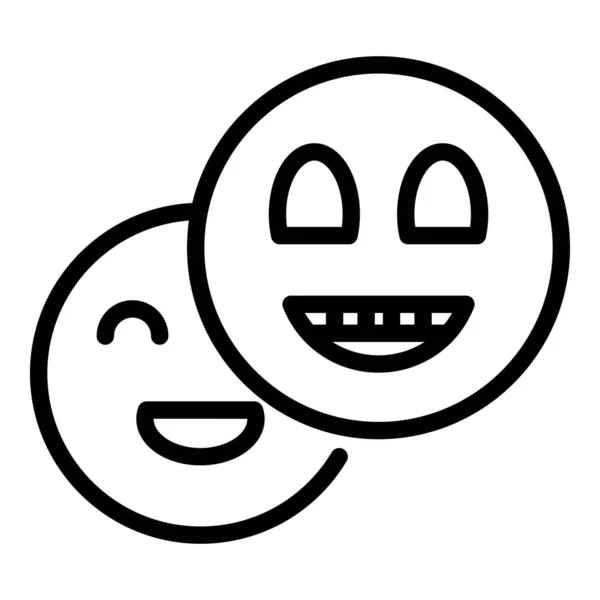 Uśmiechnięta ikona emotikony, zarys stylu — Wektor stockowy