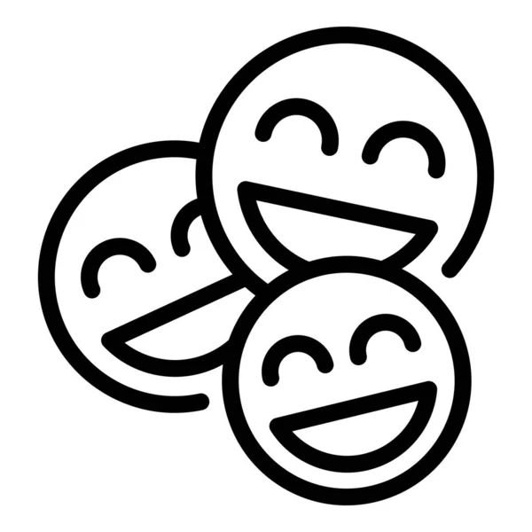 Group laugh emoji icon, outline style — Stock Vector