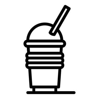 Kahve plastik cam ikonu, taslak tarzı.