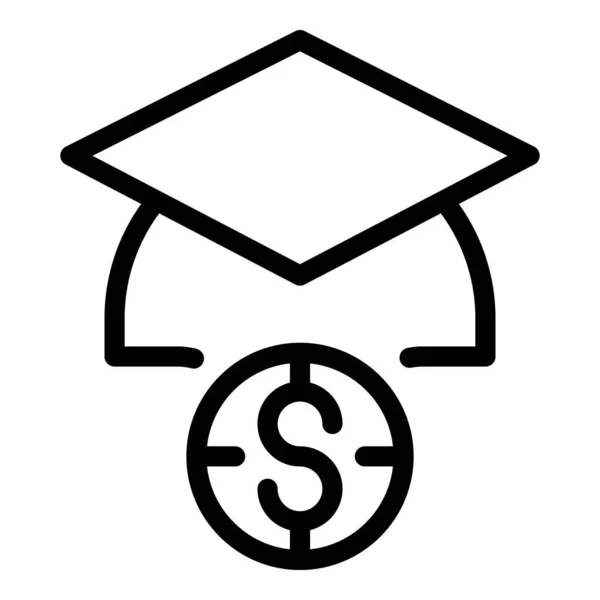 Icona di laurea a pagamento, stile contorno — Vettoriale Stock