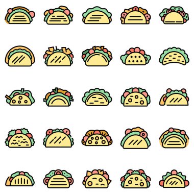 Tacos simgeleri vektörü düzleştirin