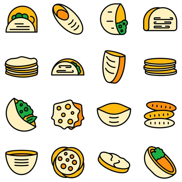 Pita pain icônes ensemble vecteur plat — Image vectorielle