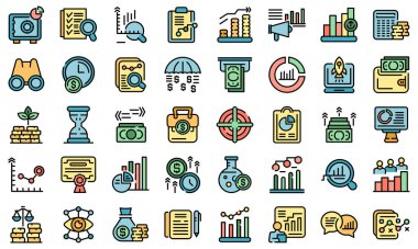 Pazar tahmin simgeleri vektörü düz ayarladı