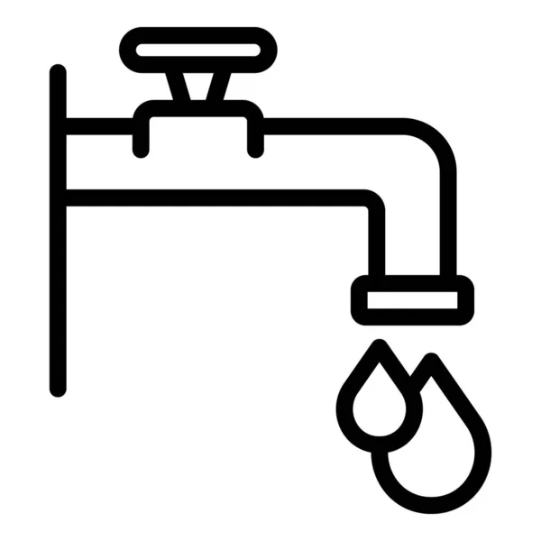 Icône de consommation du robinet d'eau, style contour — Image vectorielle