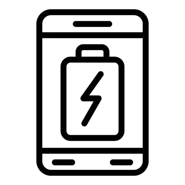 Smartphone charging icon, outline style — Stock Vector