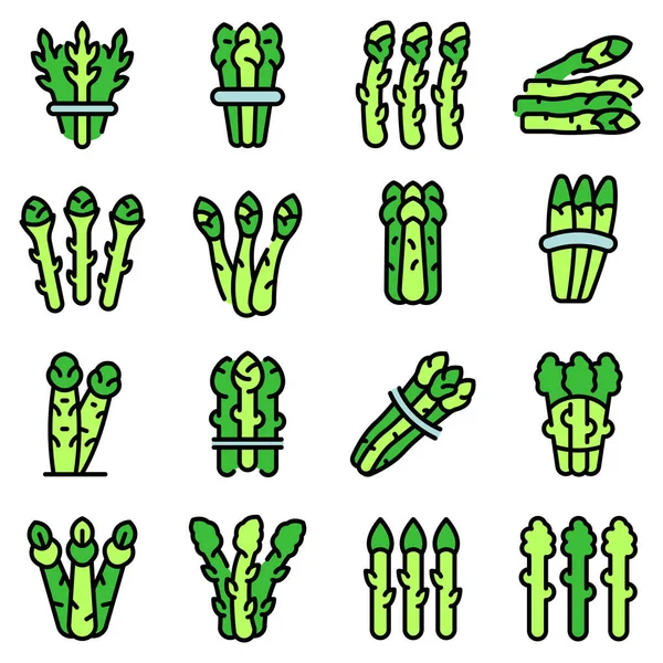 Asparagus icons set vector flat — Stock Vector