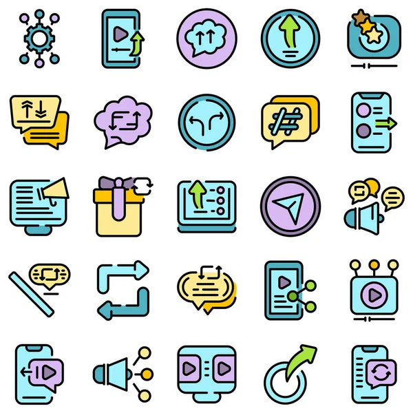 Repost iconos conjunto vector plano — Archivo Imágenes Vectoriales