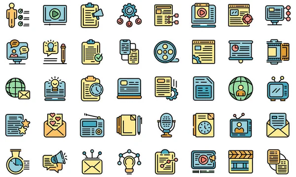 Social project icons set vector flat — Stock Vector