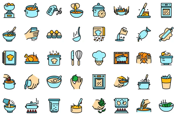 Händerna förbereda livsmedel ikoner som vektor platt — Stock vektor