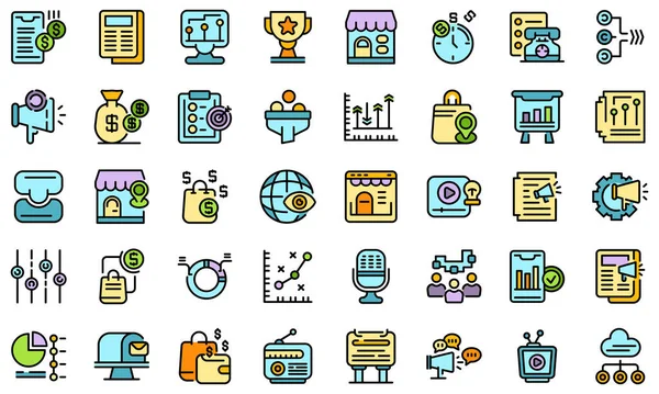 Marketing mix icons set vector flat — Stock Vector