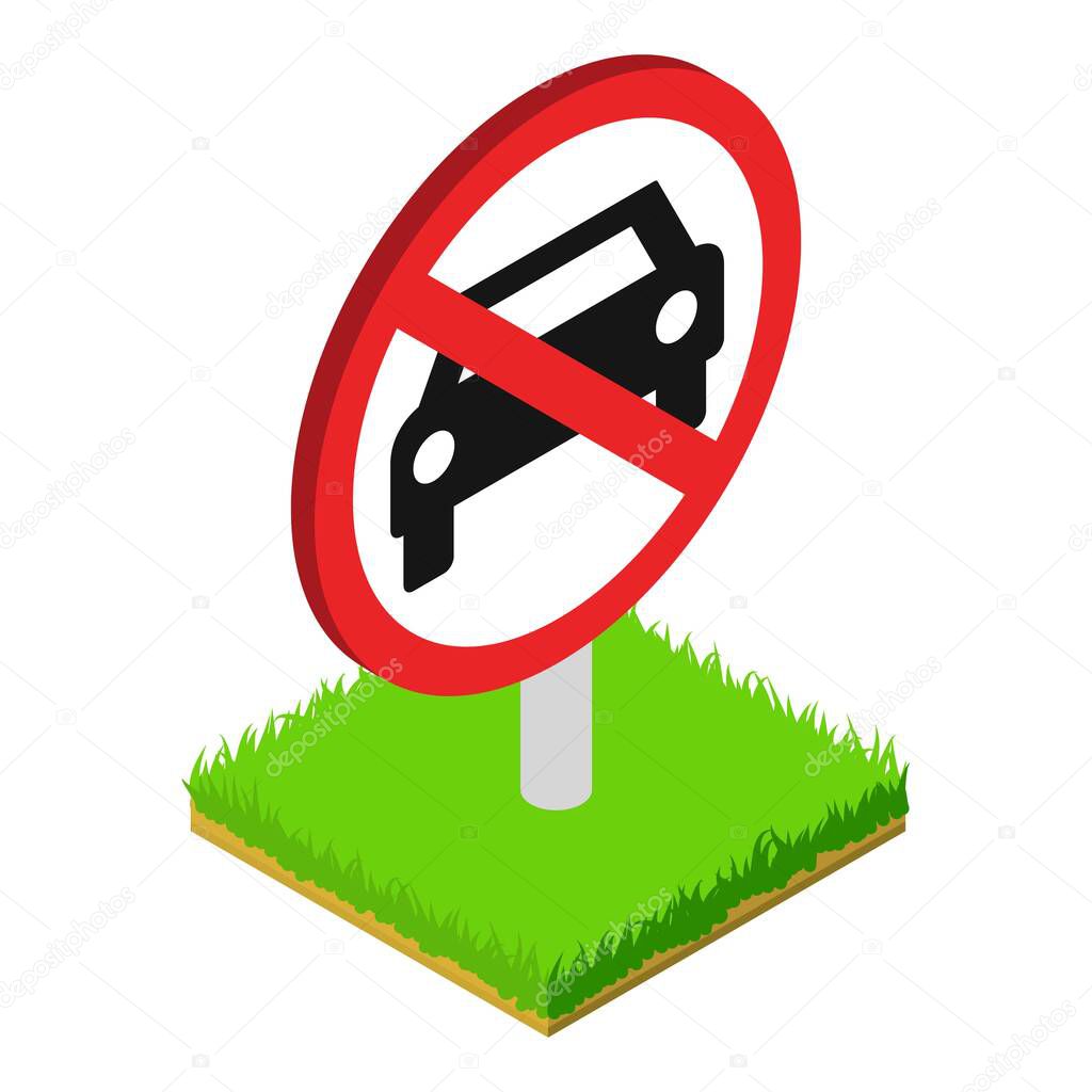 Forbidden sign icon, isometric style