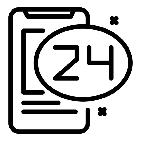 24 timmars agent stöd ikon, kontur stil — Stock vektor