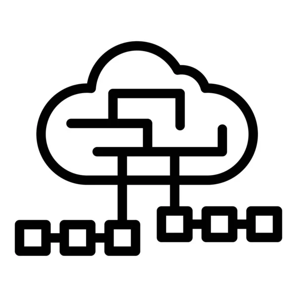 Icône de données cloud client, style de contour — Image vectorielle