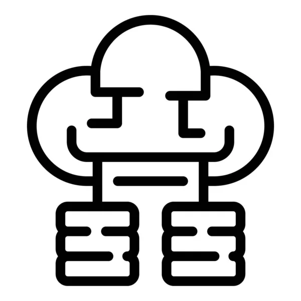 Ikona chmury bazy danych, styl konturu — Wektor stockowy