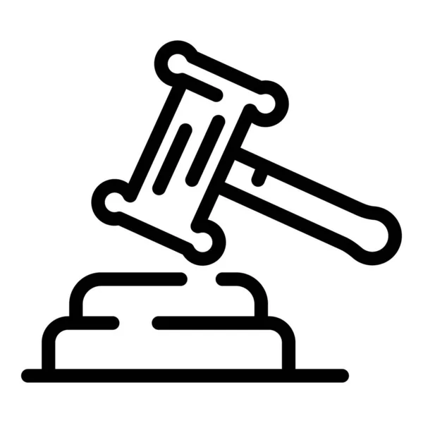 Law hammer icon, outline style — Stock Vector