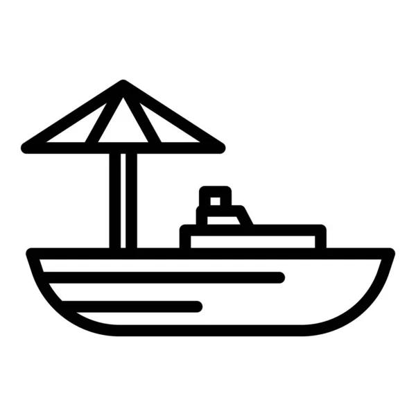 Icône de bateau de marché flottant, style contour — Image vectorielle