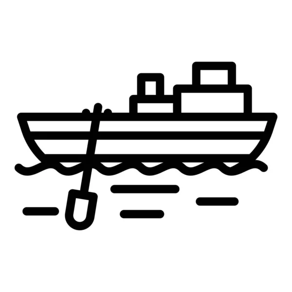 Icône bateau de pêche, style contour — Image vectorielle