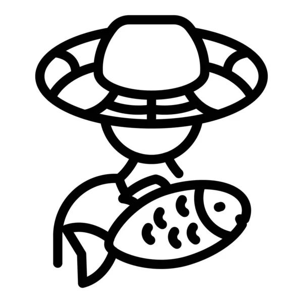 Значок продавца рыбы, стиль контура — стоковый вектор