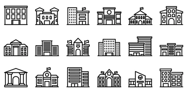Campus icons set, outline style — Stock Vector