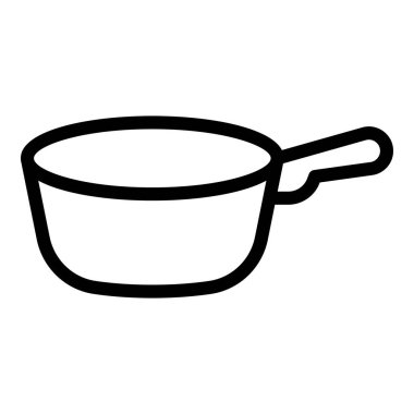 Yemek tavası kızartma ikonu, taslak tarzı