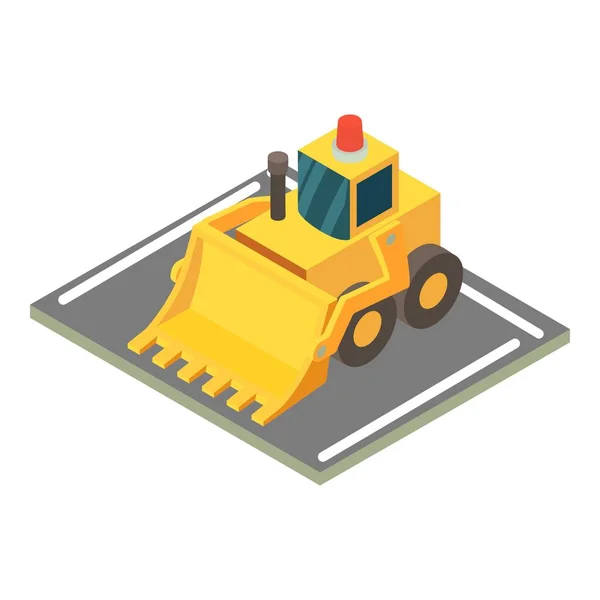 Ícone bulldozer com rodas, estilo isométrico — Vetor de Stock