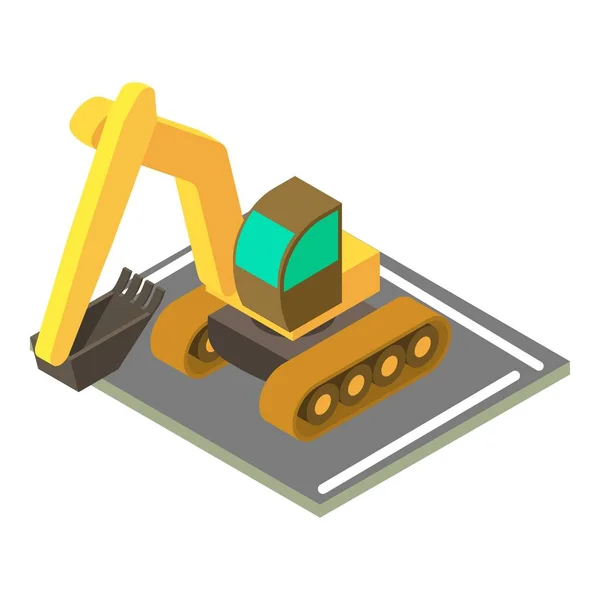 Icono de excavadora de orugas, estilo isométrico — Vector de stock