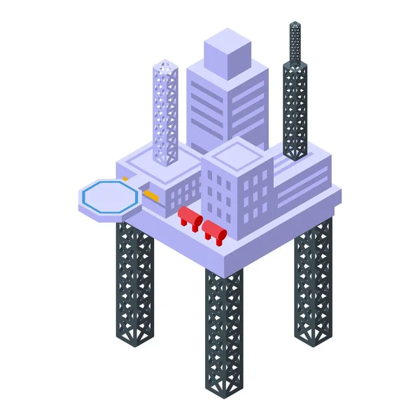 Icona stazione di perforazione mare, stile isometrico — Vettoriale Stock